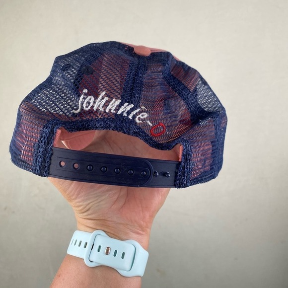 Johnnie-O Greco Trucker Snap Back Pink and Blue 3D Logo Print Hat - Picture 3 of 5